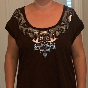 Black sequin cotton shirt